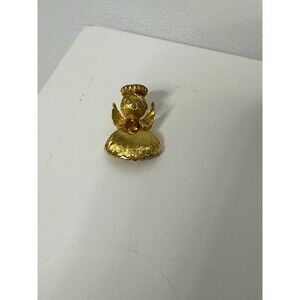 Ultra Craft Vintage Gold Tone Angel Brooch Pin with November Birthstone